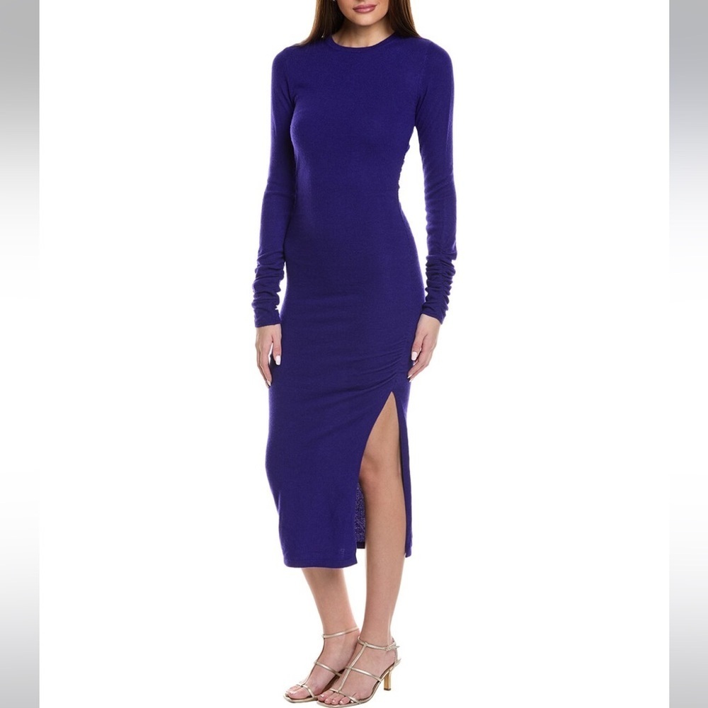 New Reiss Charley Ruched Long Sleeve Sweater Dress Wool Blend Purple Sz XS - Picture 15 of 16